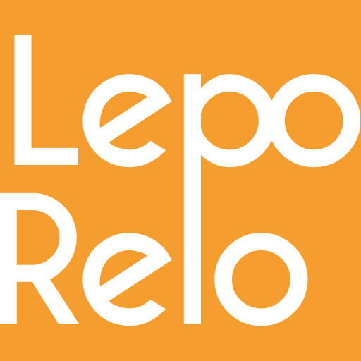 Logo orange LepoRelo sur deux lignes
