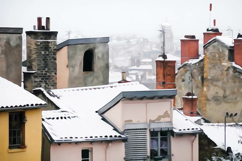 Montée saint barthélémy. Lyon sous la neige. Leporelo photographies, entre photo et peinture