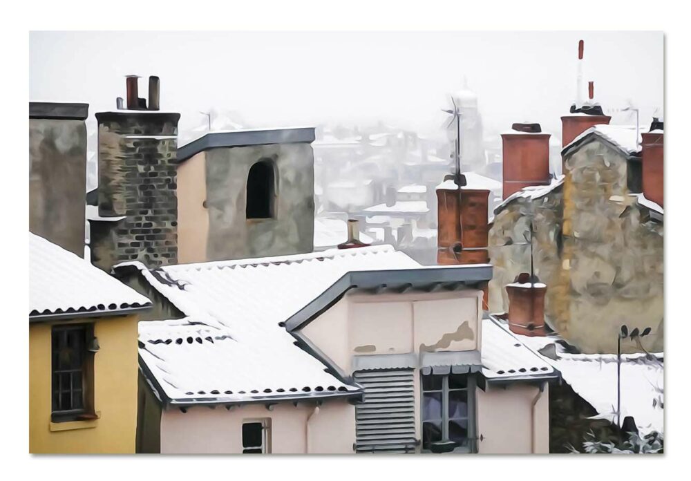 Montée saint barthélémy. Lyon sous la neige. Leporelo photographies. Tirage d'art