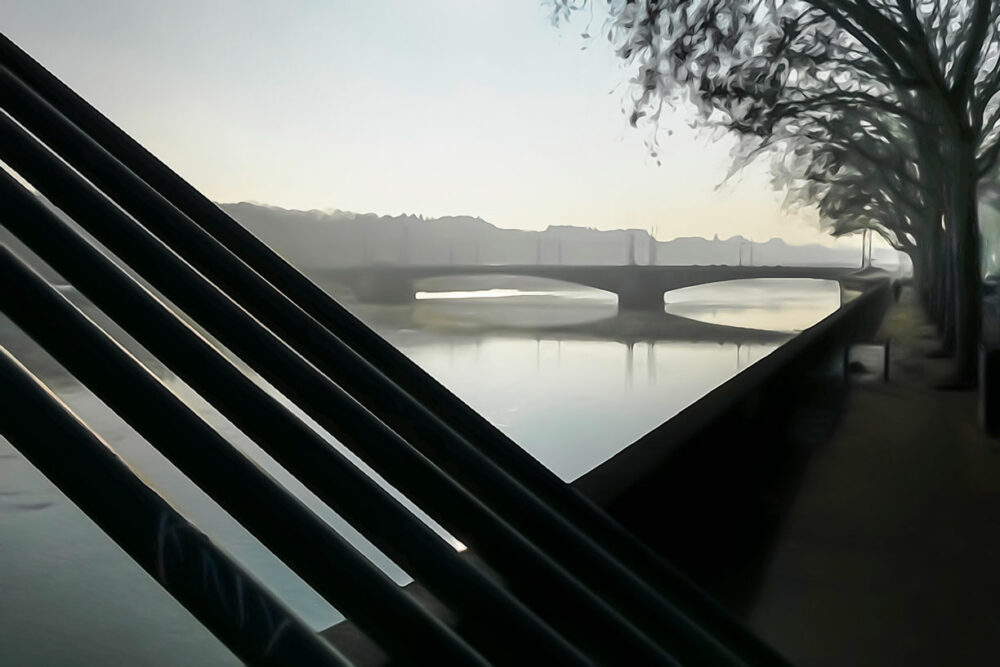 Passerelle du collège et pont lafayette. Leporelo photographies, entre photo et peinture