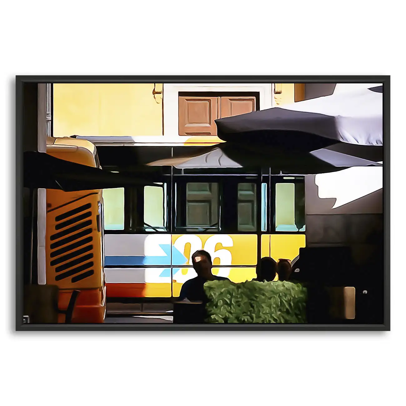 Photographie de la Côte d'Azur sous cadre noir fin, élégance contemporaine.