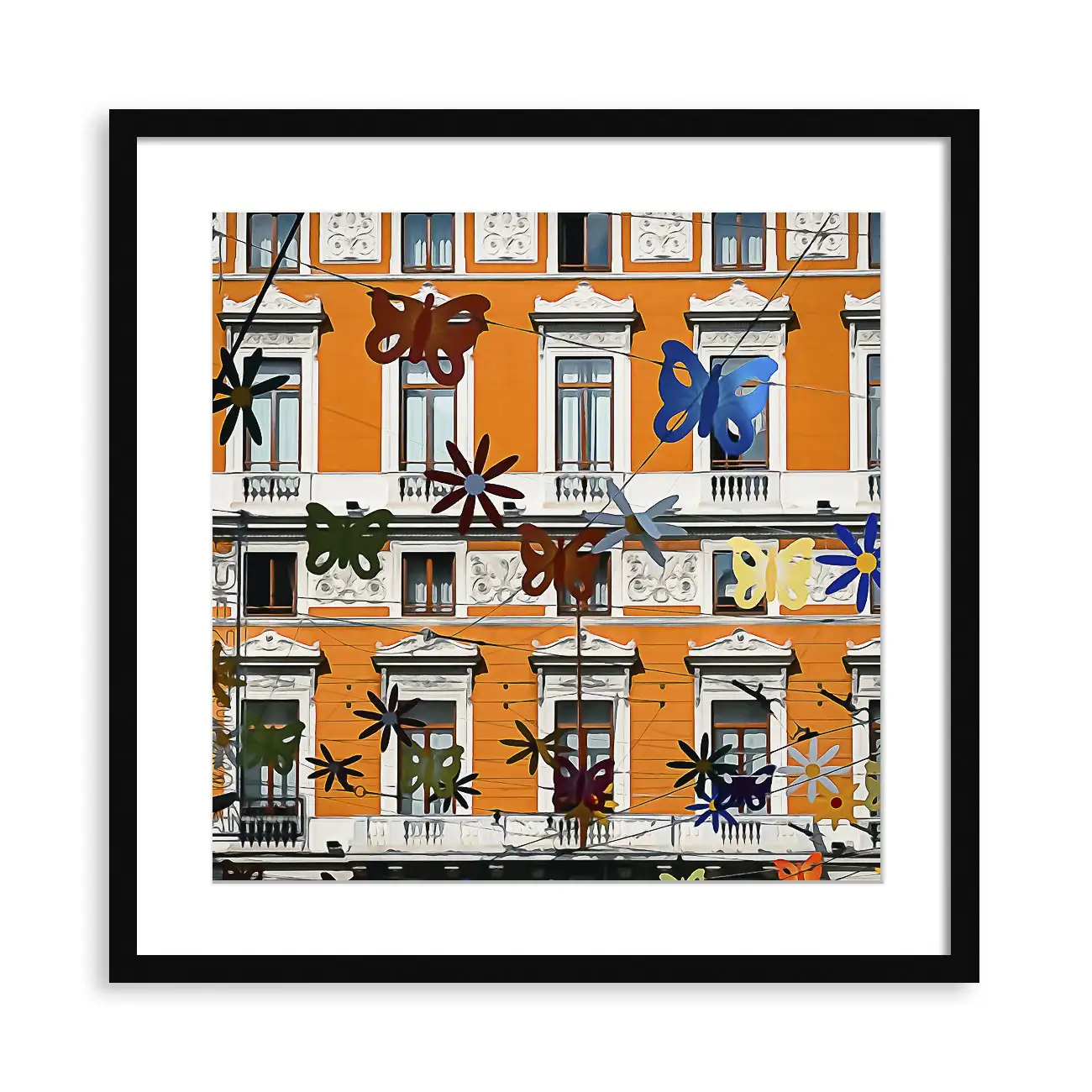 Décoration murale Italie : photo de Gênes avec passe-partout blanc, style frais et élégant.