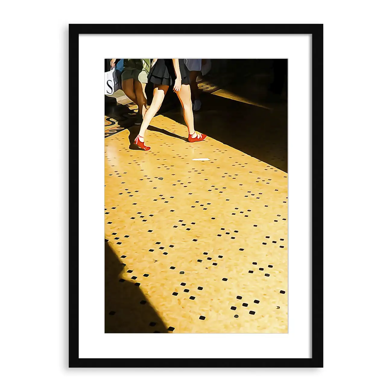 Photographie italienne encadrement bois noir avec passe-partout blanc, décoration élégante.