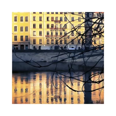 Lumière orangée, quais de Saône