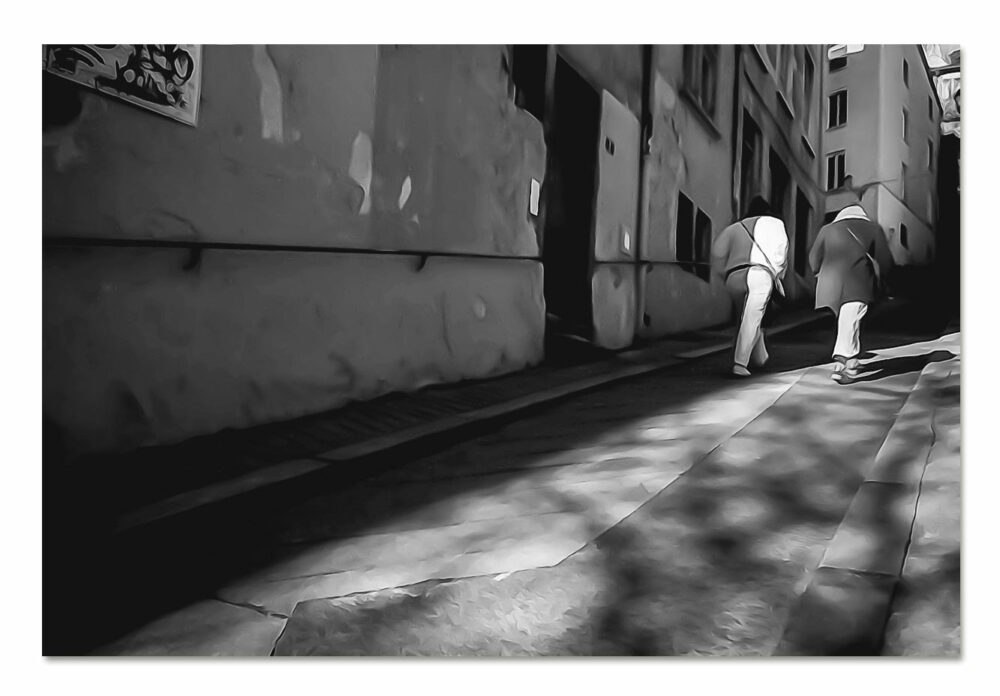 Montée des épies. Vieux Lyon. Leporelo photographies, entre photo et peinture